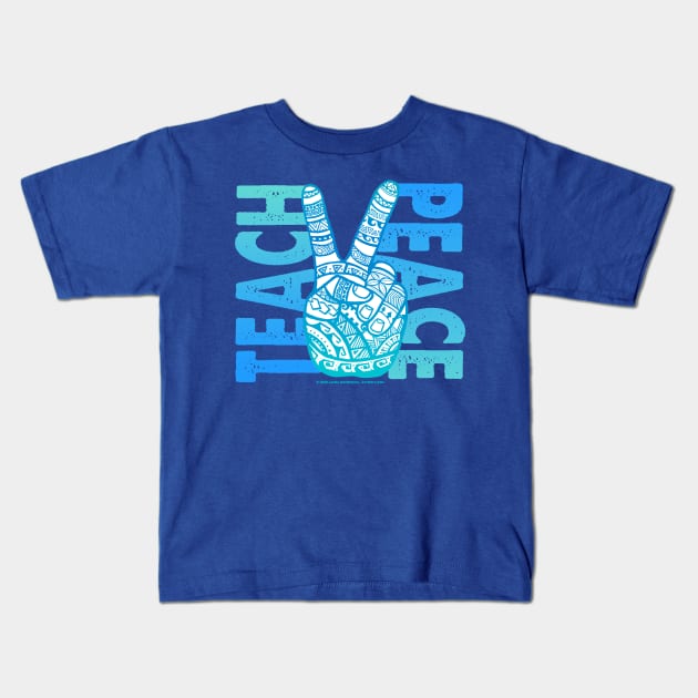 Teach Peace - Polynesian, Boho Peace Sign Kids T-Shirt by Jitterfly